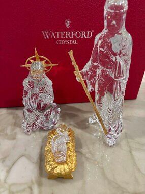 Waterford Crystal Millennium Nativity Holy Family Set – Mary Joseph Baby Jesus
